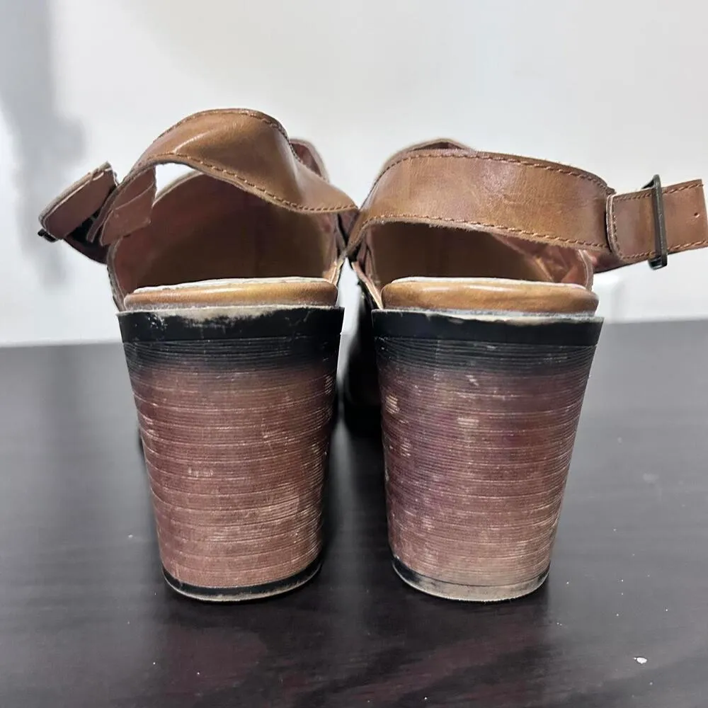 Pierre Dumas block heel sling back‎ booties Brown Women's size 8 - Image 5