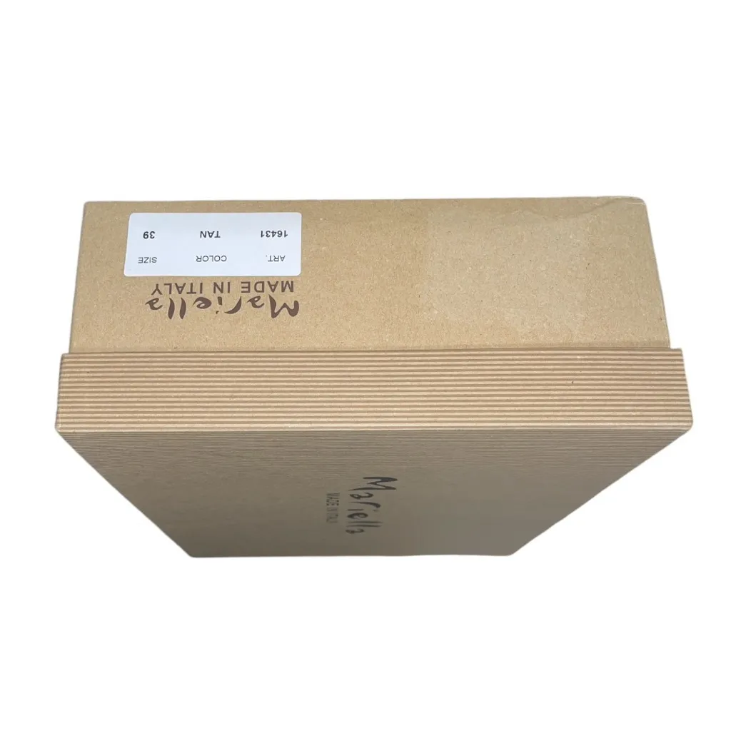 MARIELLA Made In Italy Suede Heeled Sandals With Flower Applique Tan Size 8 - Image 5