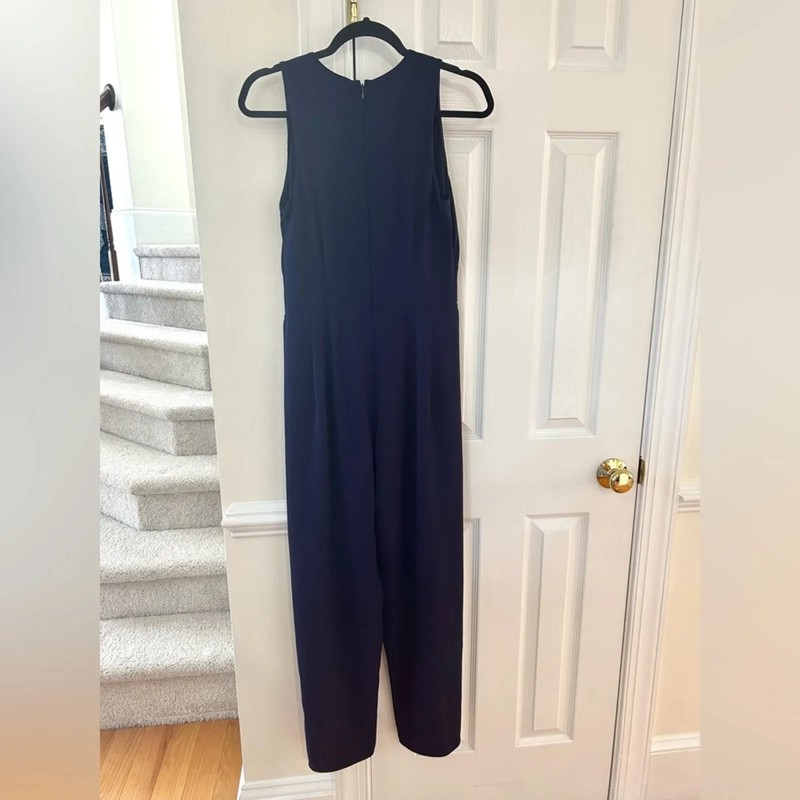 Sachin + Babi Navy Open Leg Slit Deep V-neck Sleeveless Jumpsuit - Image 8