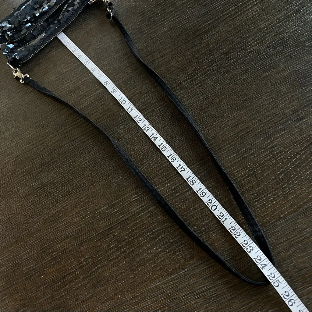 Victoria’s Secret 2012 Sequinned adjustable crossbody Bag, midnight blue 9”x6” - Image 5