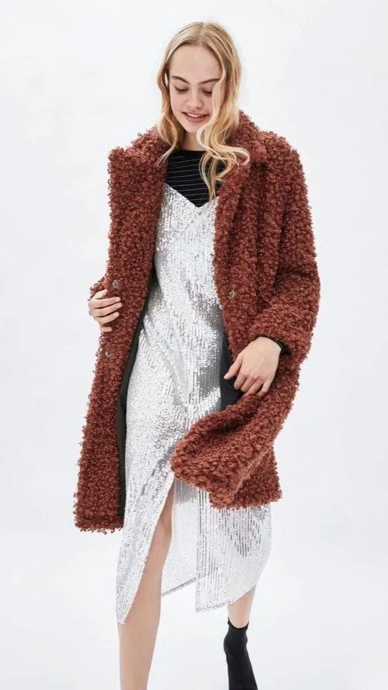 Zara Hooded Teddy Longline Coat - Image 5