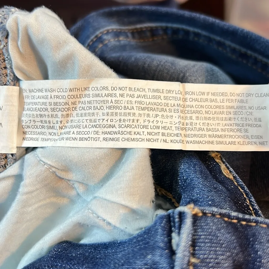 EVIDNT Los Angeles Size 28 Straight Leg Asymmetrical Cut Raw Hem Blue Denim Jean - Image 13