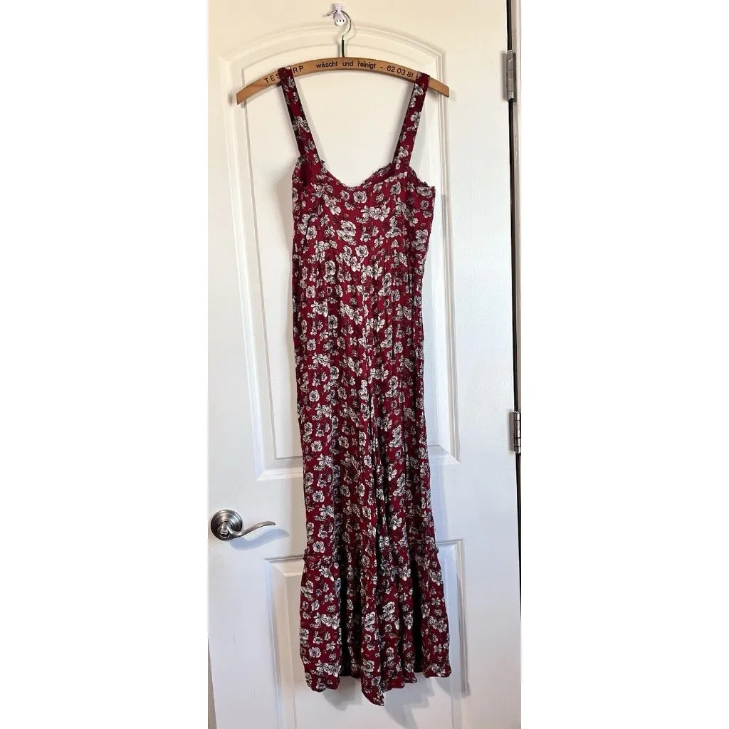 American Eagle Outfitters AE Red Floral Wide Leg Boho Jumpsuit‎ Womens Size 2 - Image 4
