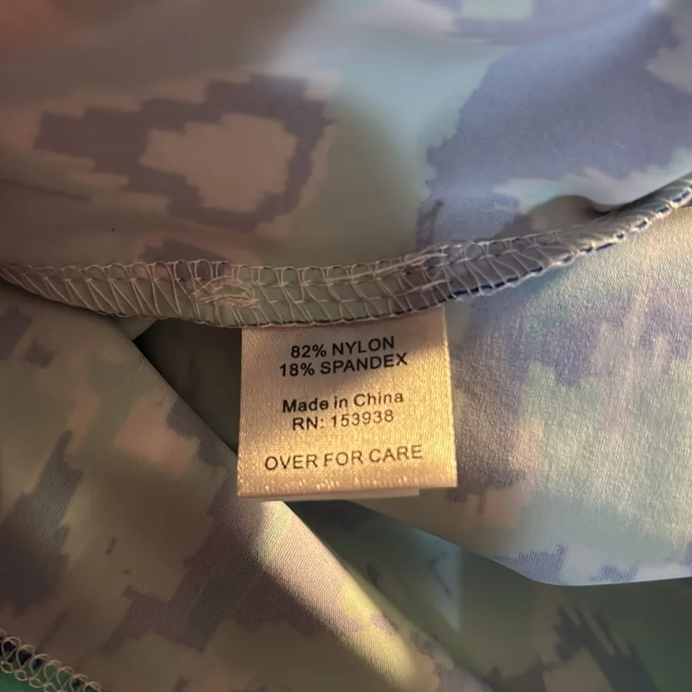 All For Color Abstract Bright Aqua Paisley Print Sun Protection Dress Size Small - Image 13