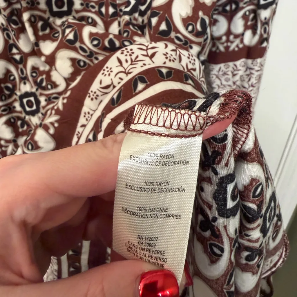 Simply Noelle  Brown Boho Print Tunic Top Size L/XL - Image 4