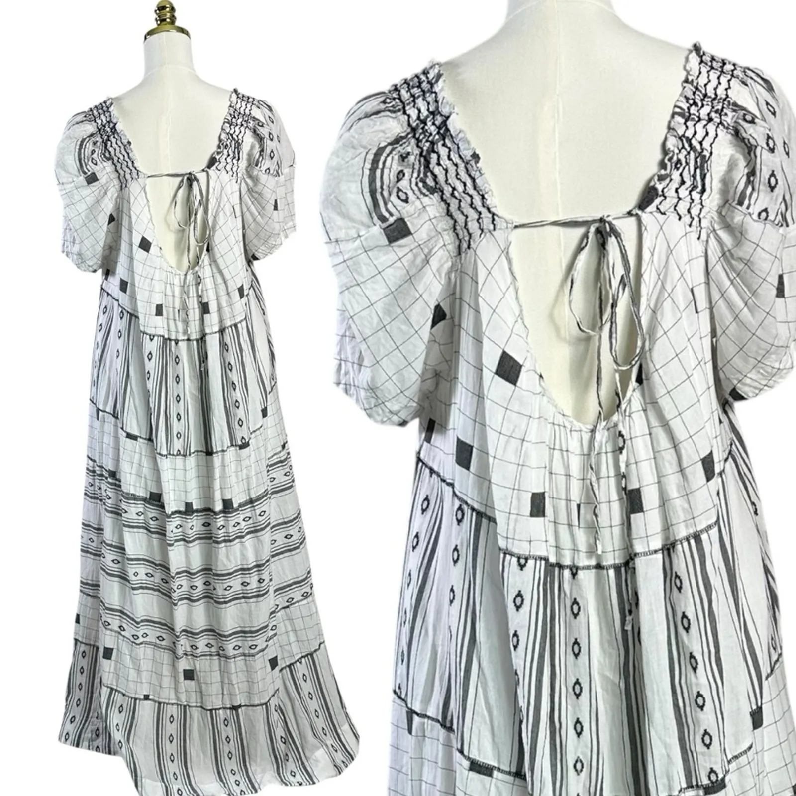 Free People Western Bohemian Jamie Embroidered Maxi Dress Size Large Ethereal - Image 8