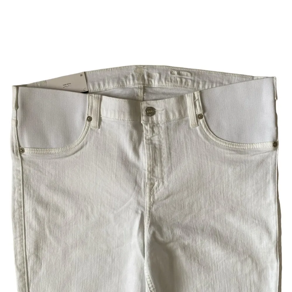 7 for all man kind women's size 32 white ankle super skinny stretch denim jeans - Image 3