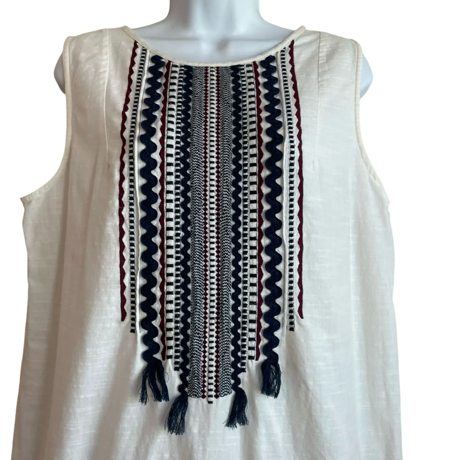 White Stuff Women Mini Dress‎ S Ivory Southwest Detail Shabby Chic Boho Cowgirl - Image 11