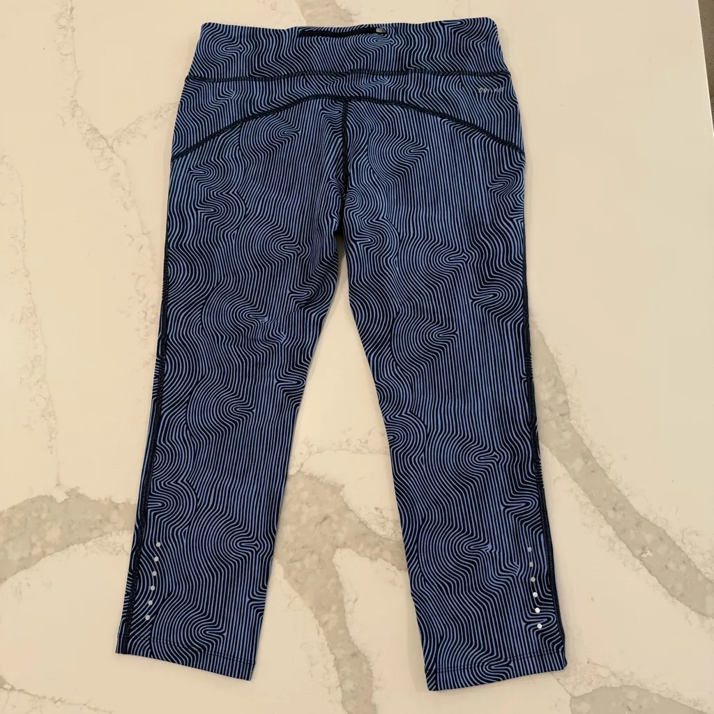Nike Dri-Fit Zen Epic Running Crop Leggings Women’s Large Blue Abstract Athletic - Image 8
