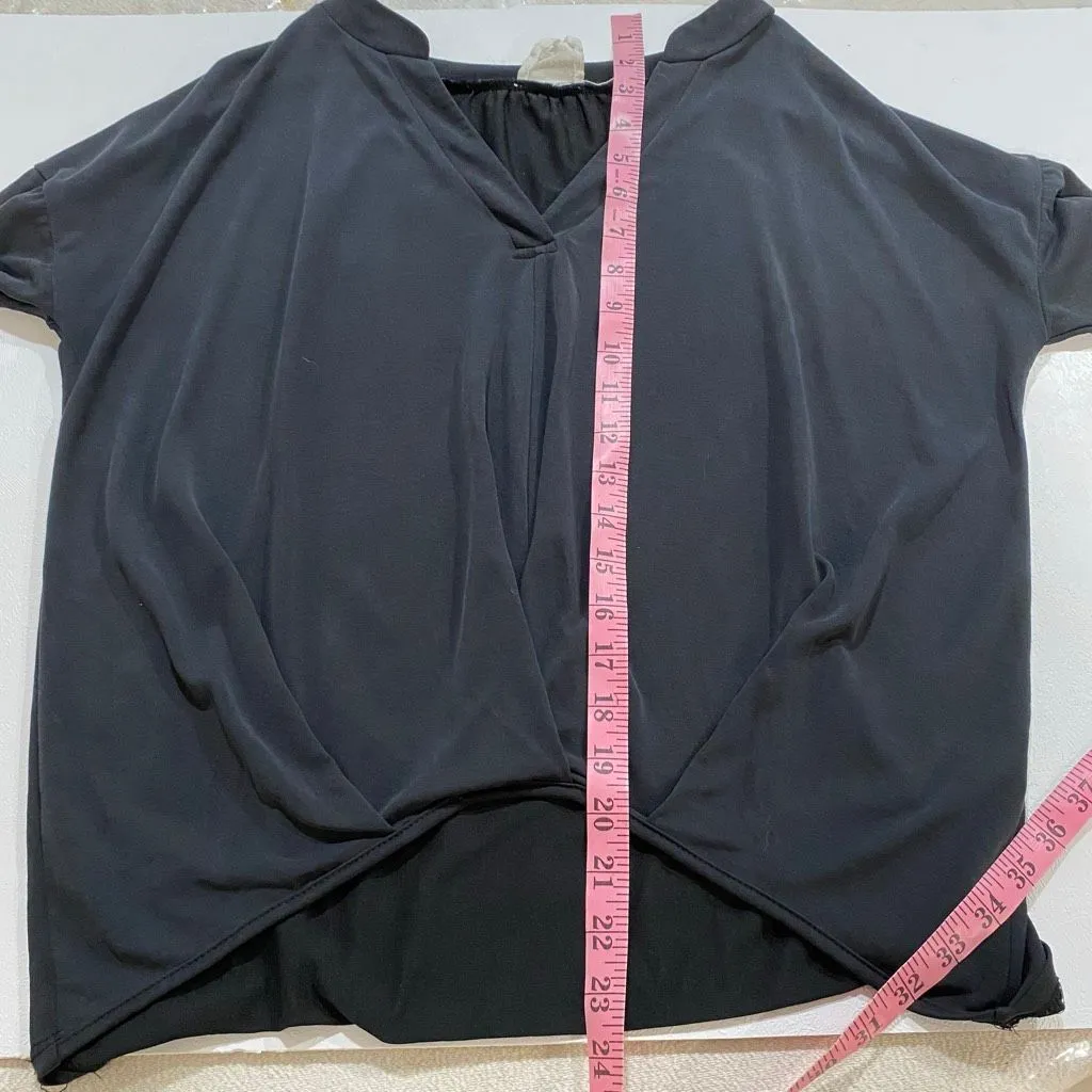 Harper  Heritage Black Twist Front Top Women’s Small – High Low Draped Long Sleev - Image 5