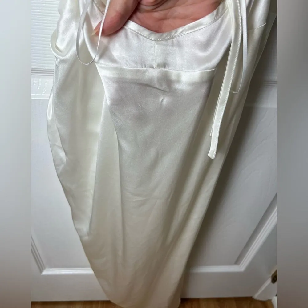 Amanda Uprichard X REVOLVE Silk Ruched Open Back Jasalina Midi Dress in Ivory S - Image 6