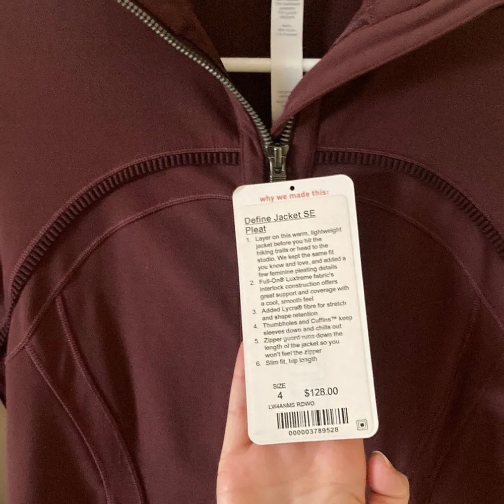 Lululemon  Define Jacket Special Edition Luxtreme Redwood Pleated Size 4 VEUC - Image 5