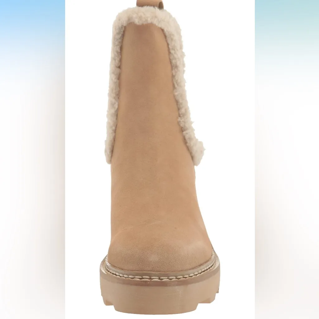 NEW Calvin Klein  Anissa Lug Sole Block Heel Cozy Faux Fur Chelsea Winter Boot - Image 5