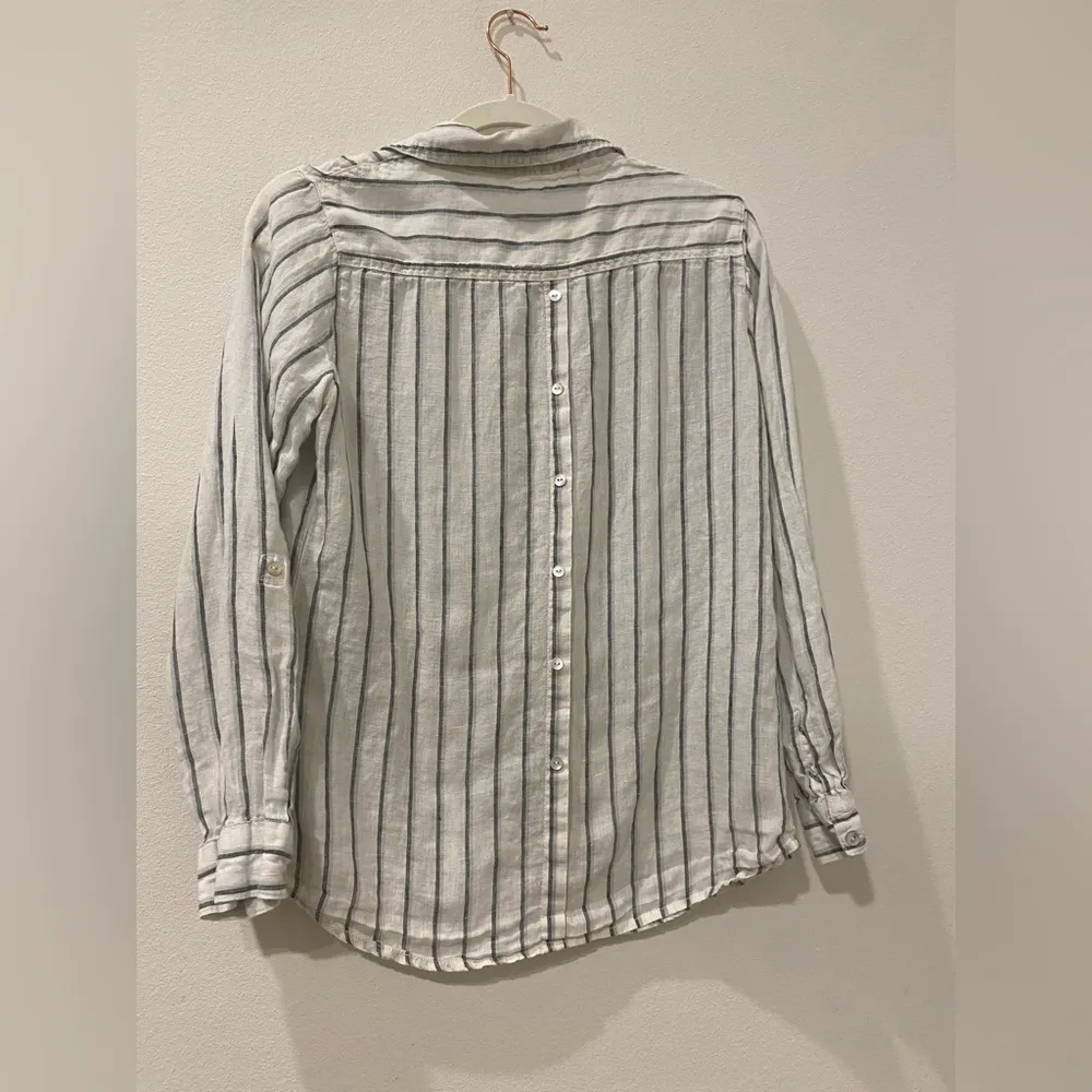 100% Linen Striped Button-Up Shirt - Image 4