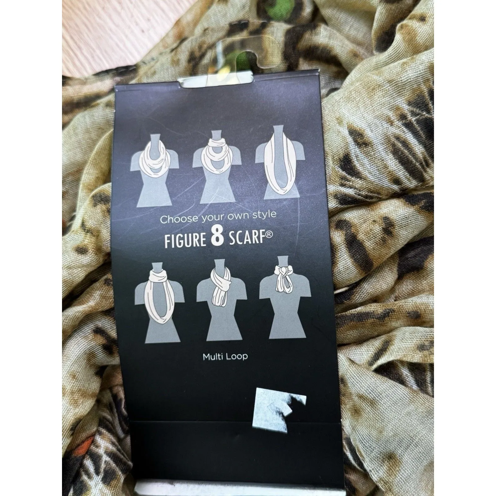 D&Y Figure 8 Infinity Loop Scarf Tiger Print Lightweight Brown Beige One Size - Image 4