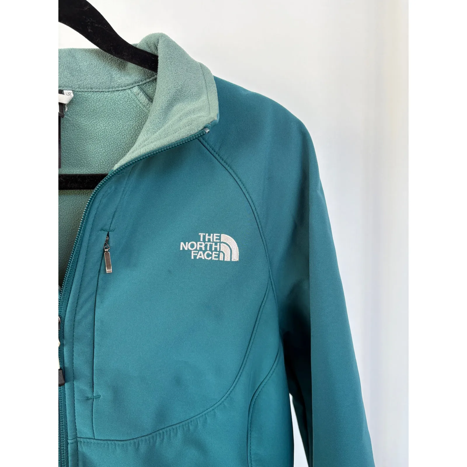 North Face Apex Thermal Teal Jacket Zip Up Outdoor Active Hiking Womens Large - Image 2