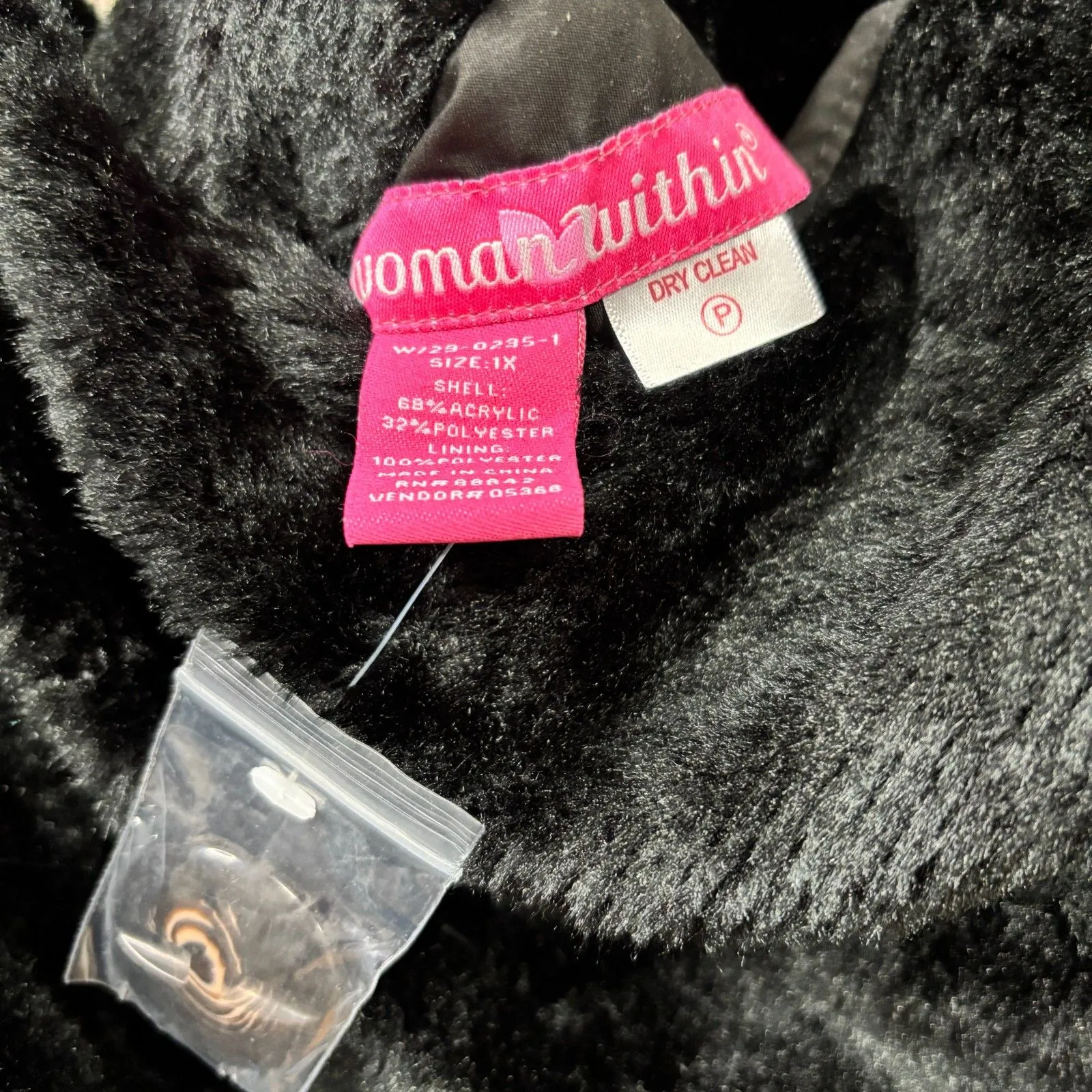 Woman Within Faux Fur Midi Coat Black Reversible Canvas 1X Mob Wife Glam Money - Image 4