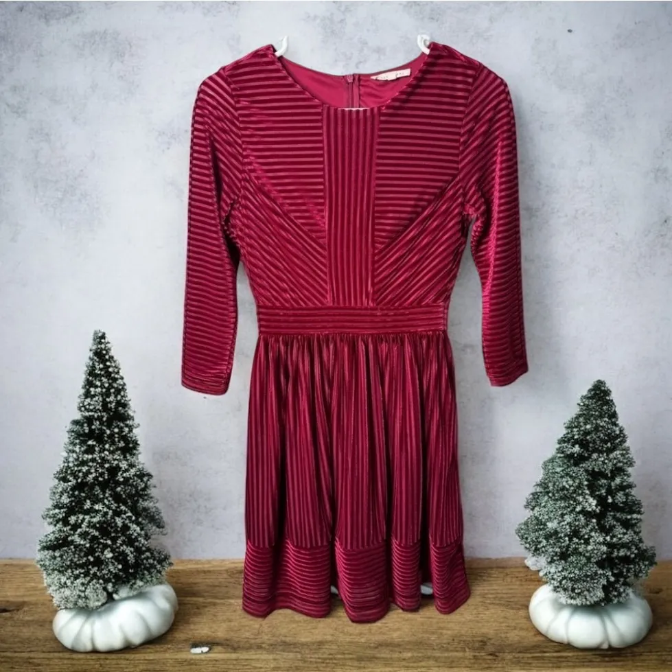 Copper key velvet berry ribbed stretch 3/4 waist zippered dress size small - Image 2