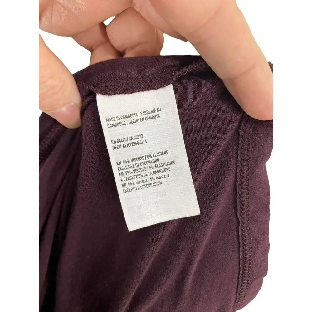 American Eagle Womens Soft & Sexy Plum Tank Embroidered Front XSmall - Image 7