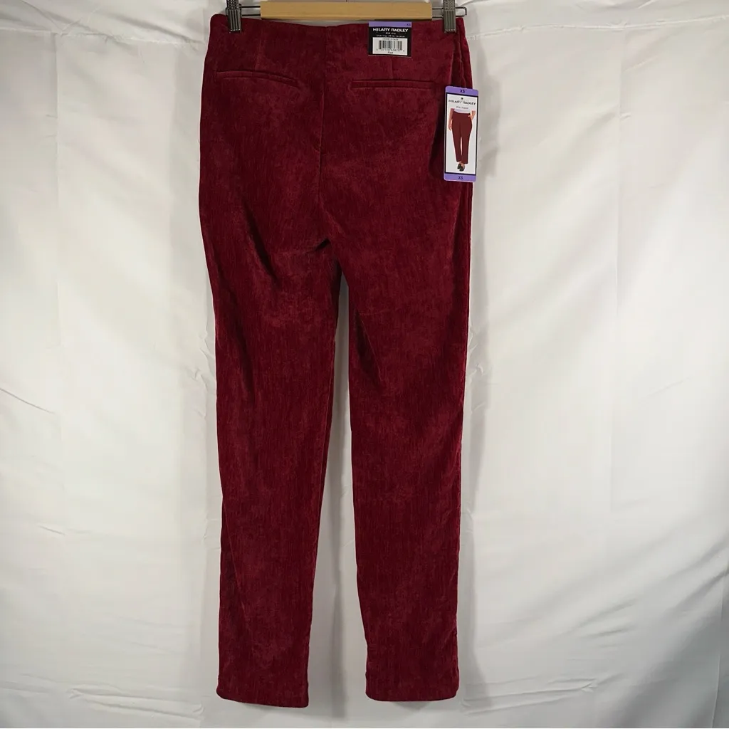 Hilary Radley Pants Women's Red XS 29 Inseam Mid-Rise Faux Suede Pull On NEW - Image 7