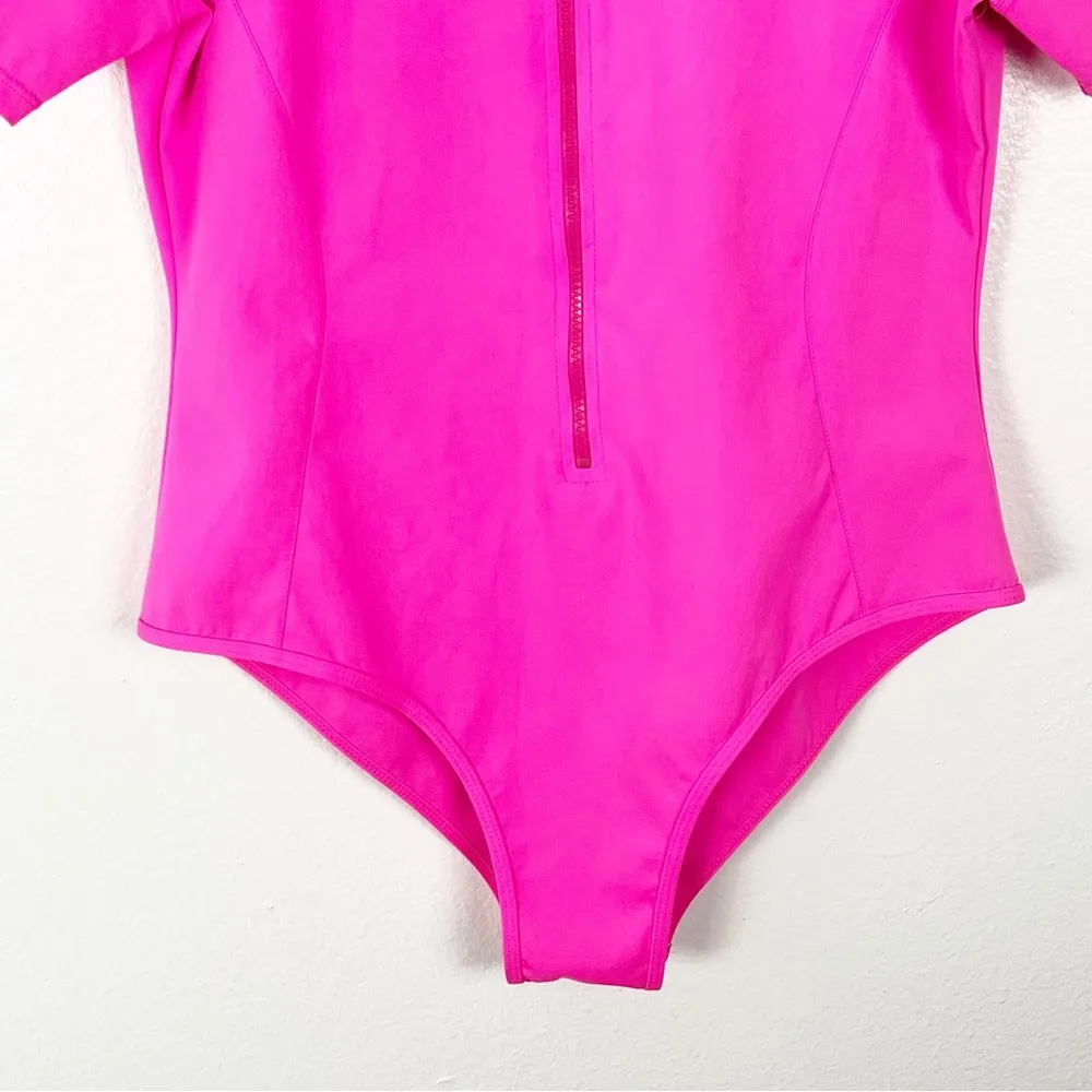 PRETTYLITTLETHING Hot Pink Scuba Front Zip One Piece Bathing Suit, Size 10 - Image 4
