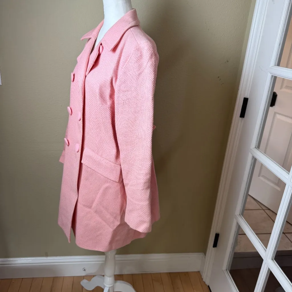 Vintage INC Pink Double Breasted Long Line Blazer Coat jacket Pink Size Large - Image 4