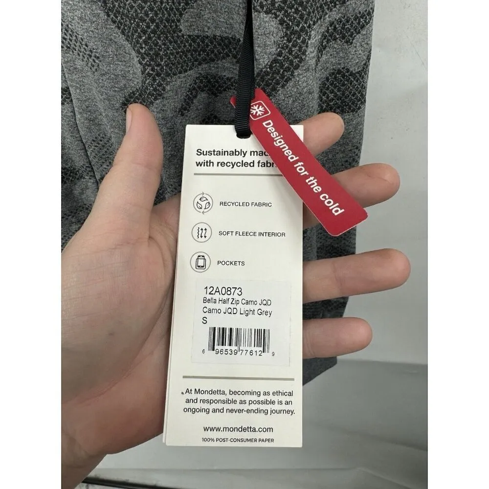 Mondetta 1/2 Zip Pullover Women Small Grey Camo Athleisure NEW Athletic Top - Image 8