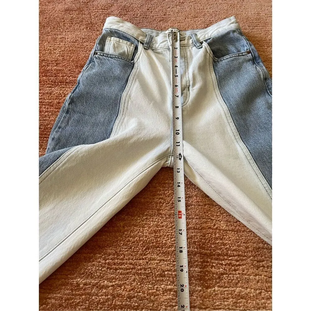 Pacsun Women's Mom Jeans Two Tone Cut and Sew Frayed High Rise Tapered Size 26 - Image 9