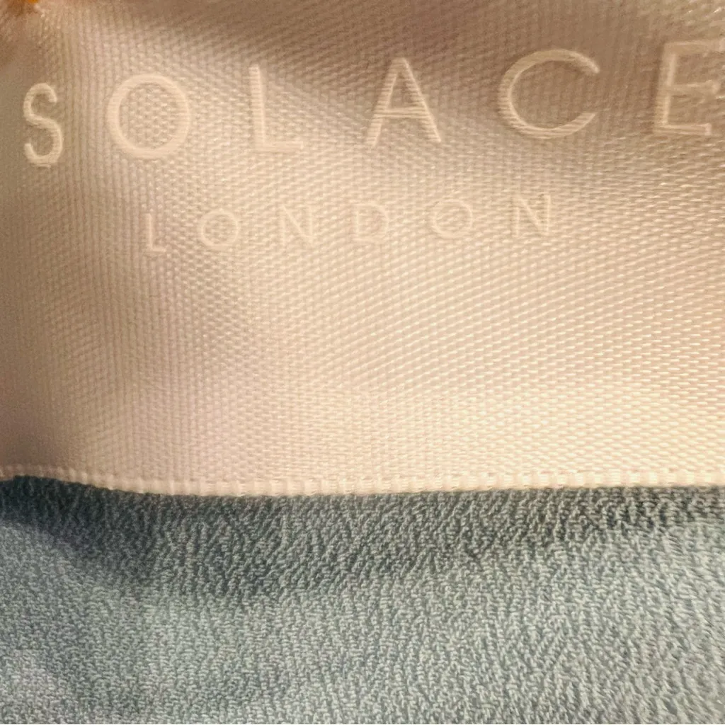 Solace London Blue/Black Abstract Print Crepe Pleated Svana Corset Top - Image 7