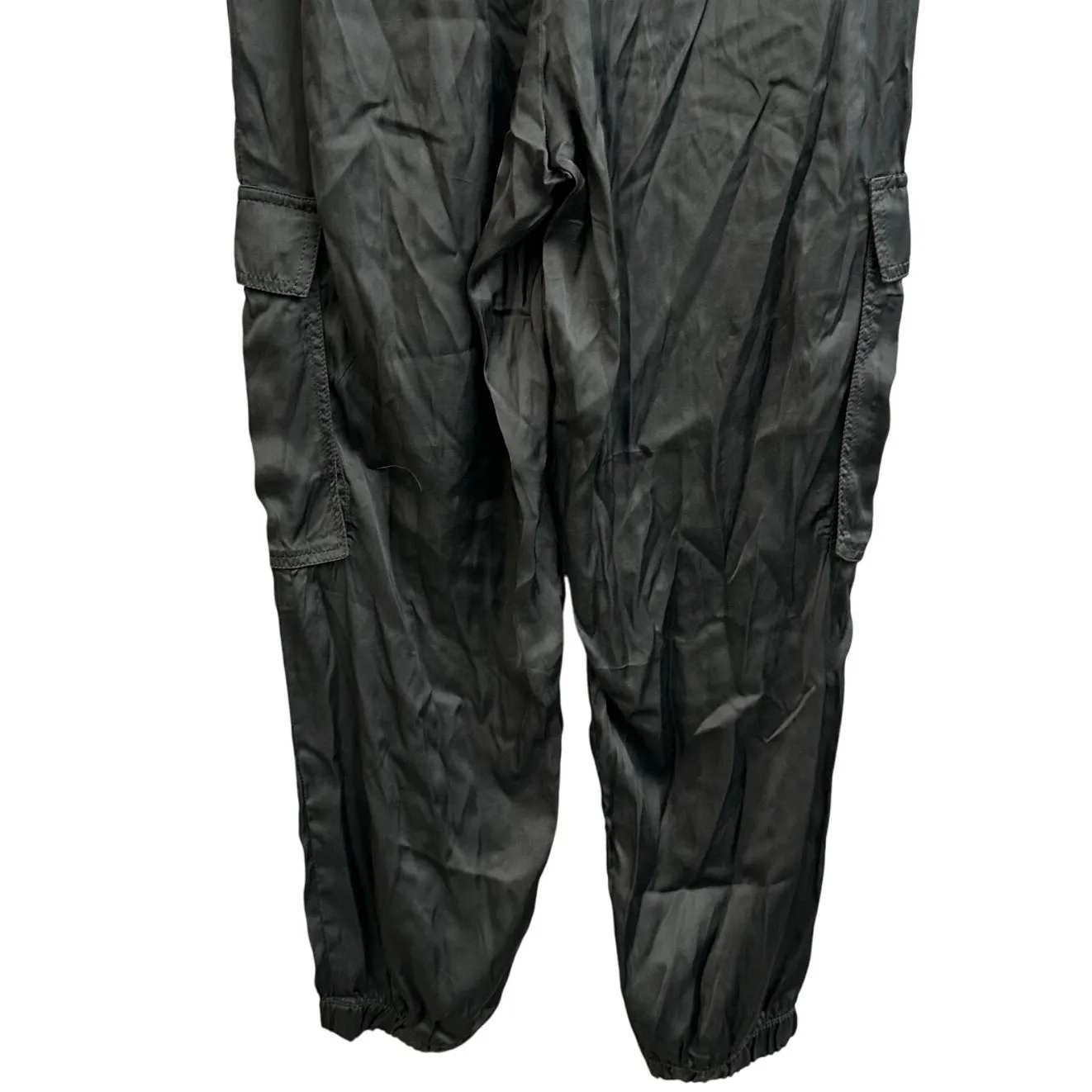 Aerie Gray Silky Cargo Jogger Pants Small Lightweight Drawstring Pockets - Image 6