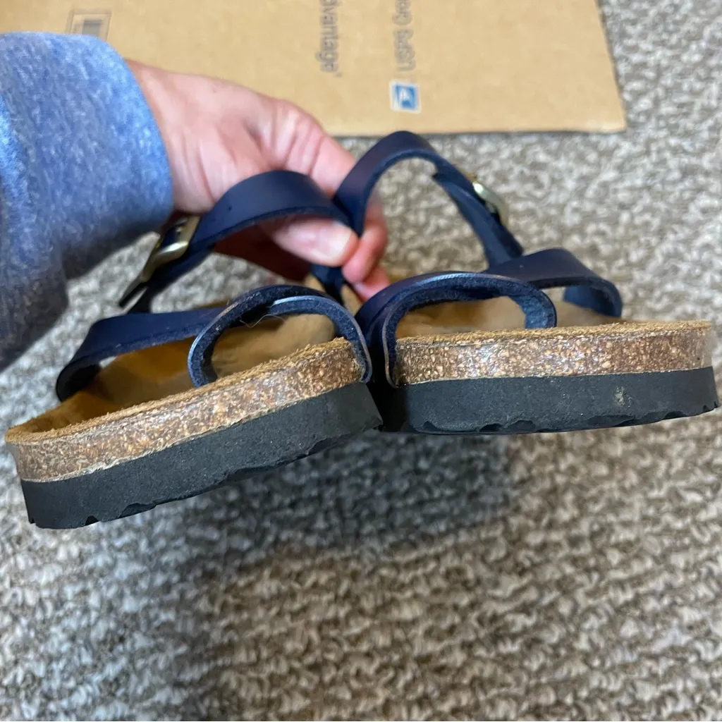 Birkenstock Betula Mia Soft Sandals Navy Blue Gold Buckle 37 Size 6 - Image 7