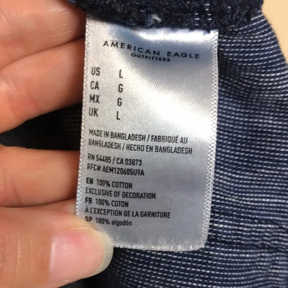 American Eagle Women’s Blue White Pinstripe Lightweight Denim Shortalls Romper - Image 9