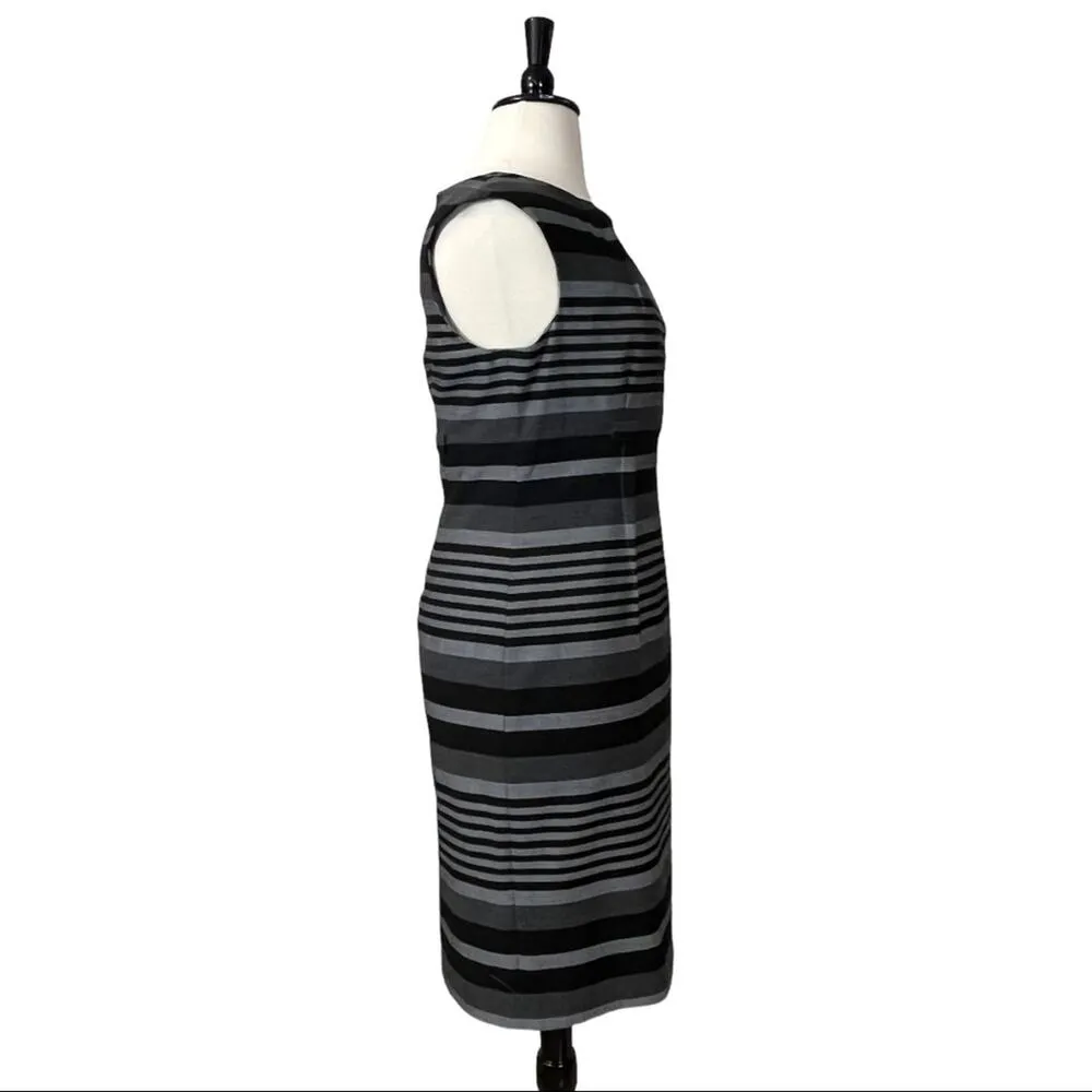 Calvin Klein Sheath Dress Sleeveless Black Gray Stripe Women's Size 14 Plus - Image 3