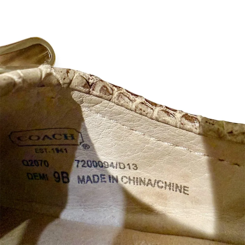 Coach 9 Demi Ballet Flats Snakeskin Patent Leather Toe Cap Slip-On Foldable Bow - Image 6