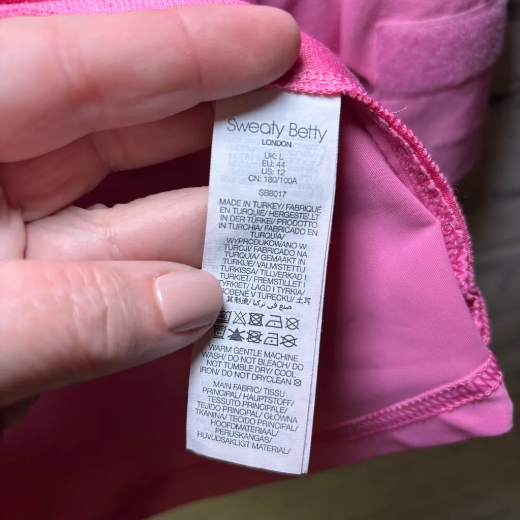 Sweaty Betty Fast Lane Peplum Running Jacket size 12 Pink layered thumbholes - Image 14