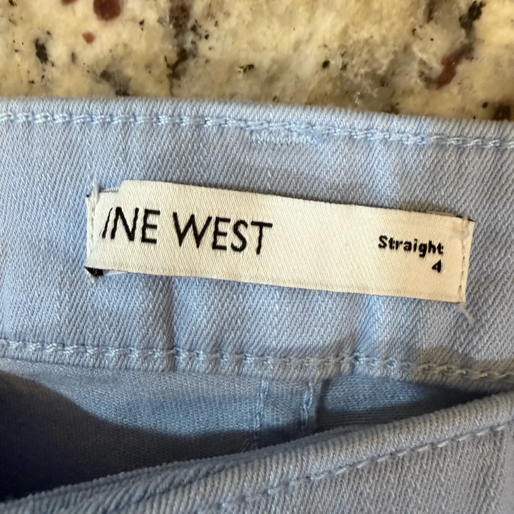 Nine West Sky Blue Straight-Leg Button Fly Pants - Image 3