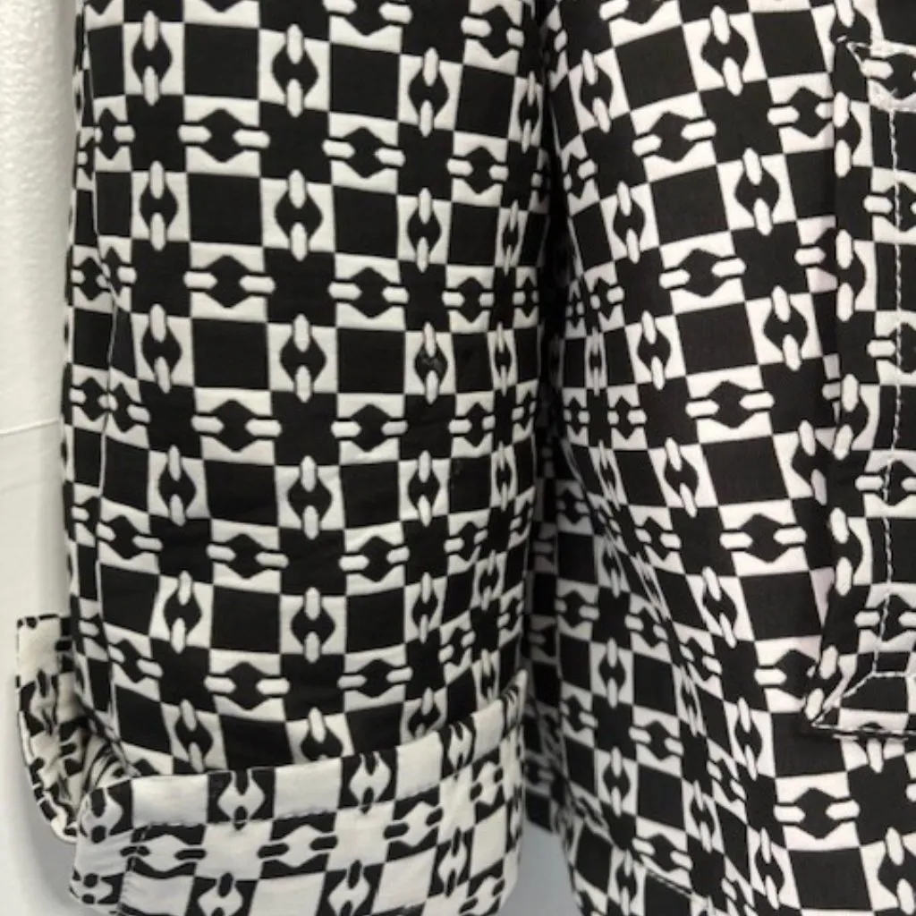 Live a Little Vtg Black White Quilted Button Cuff Jacket Women XL Bold Career - Image 5