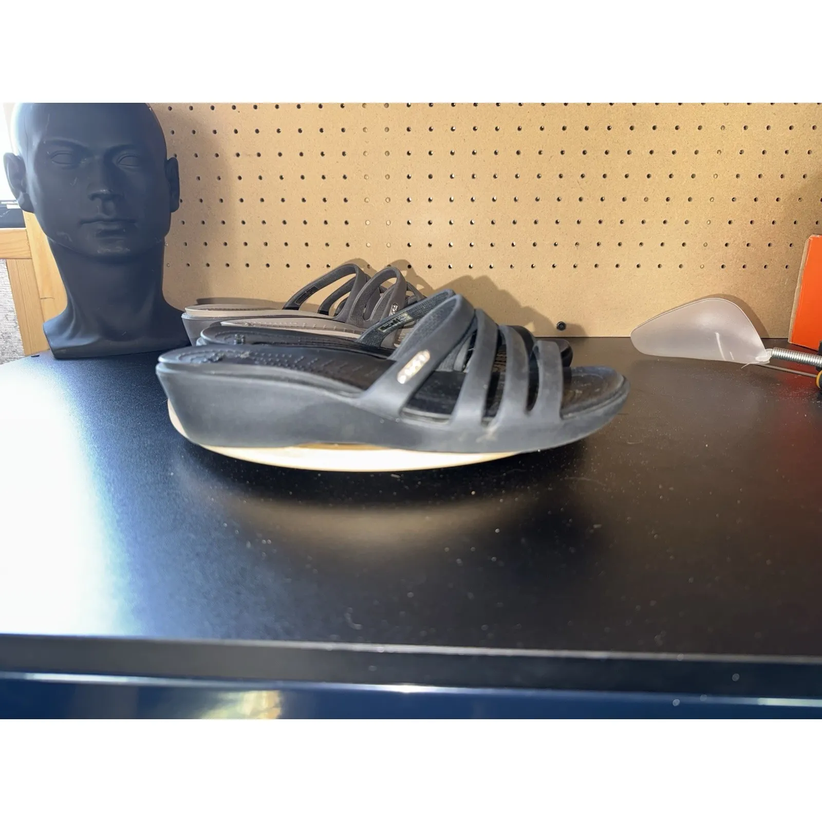 Crocs Rhonda Wedge Brown + Black Strappy Slip On Sandal Women's Size 7 2 Pair - Image 5