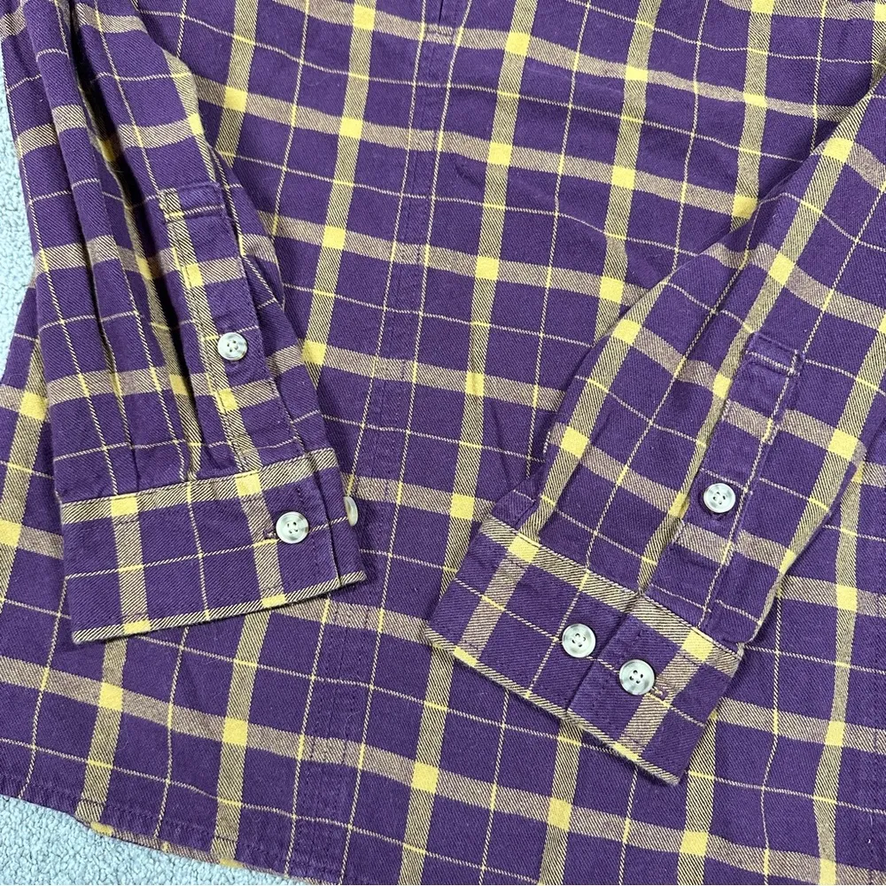 Duluth Trading Co Women’s Free Swingin Flannel Button Down Shirt Purple Yellow M Size M - Image 7