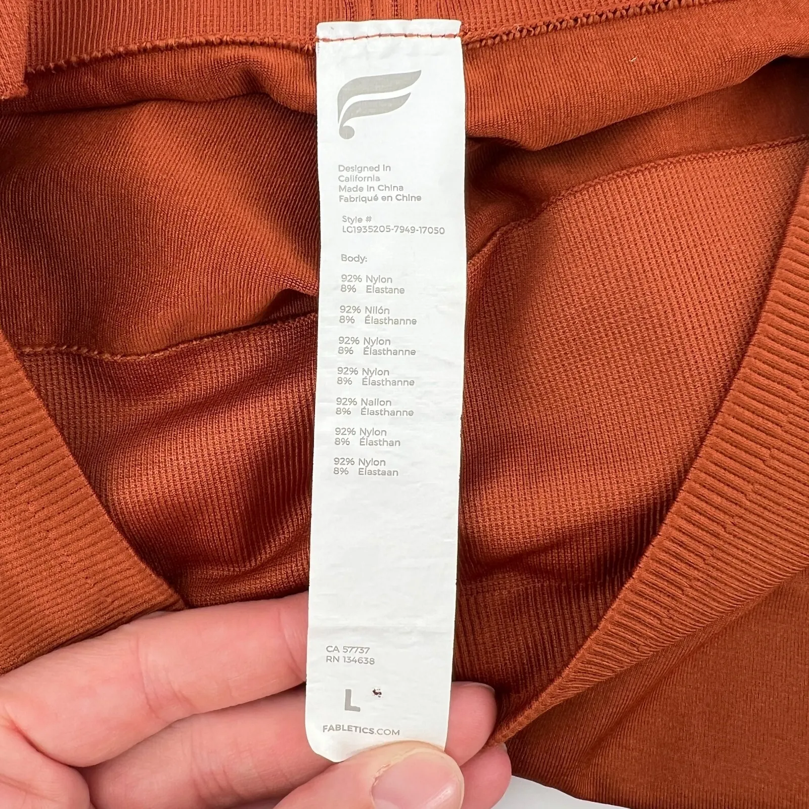 Fabletics Women L Sync Seamless High-Waisted Perforated 7/8 Legging Burnt Orange - Image 6