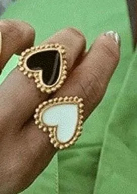 SET of 2 Enamel Heart Ring - Image 2