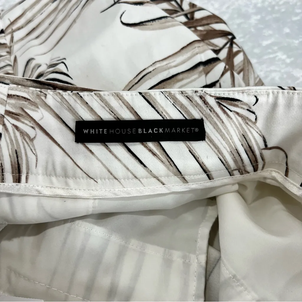 White House Black Market Size 6 Leaf Print ShortsThe 5" Short Beige Brown Multi - Image 5