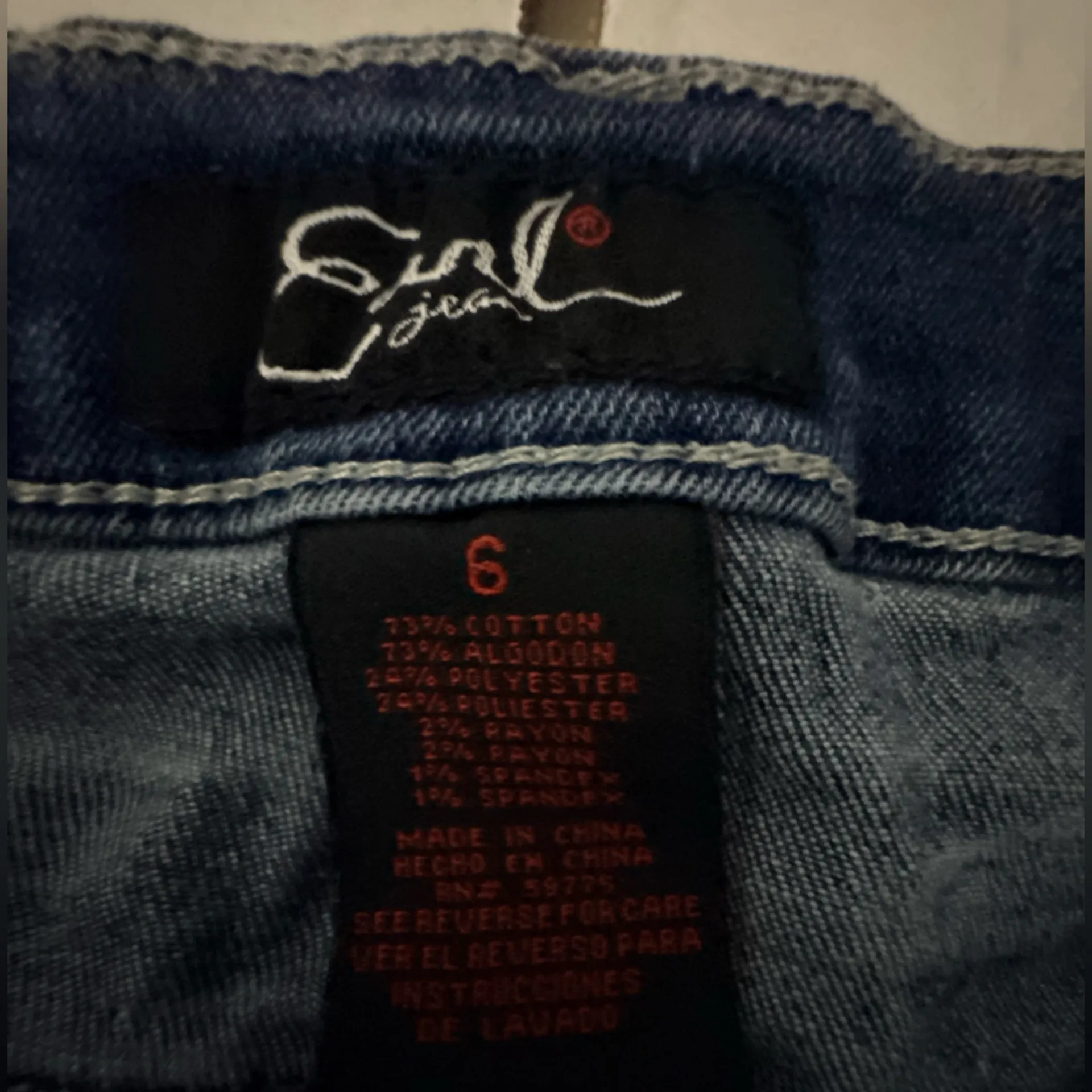 Earl Jean Y2k Denim Shorts Womens 6 Star Pocket Rhinestone Patriotic Blue - Image 6