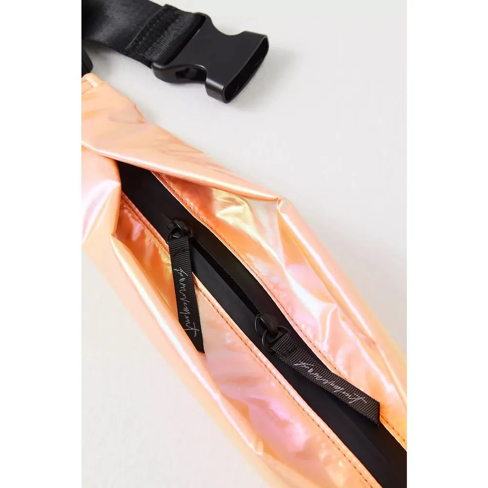 Free People Slim Fold Runner Bag Pink Iridescent NWOT - Image 2