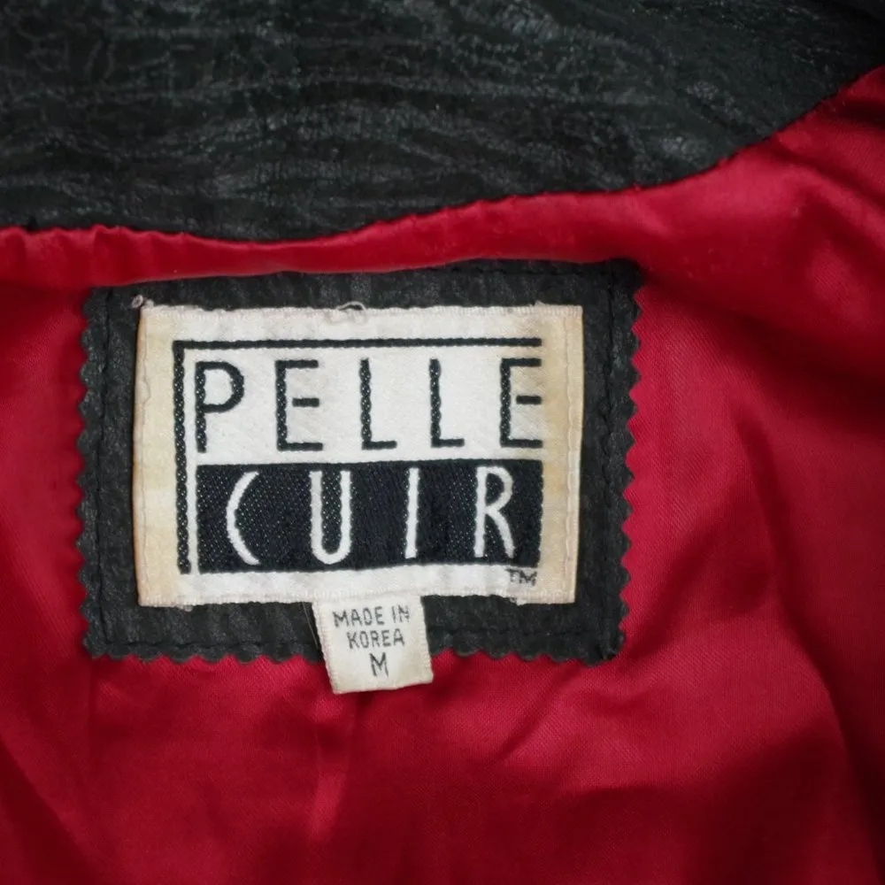 Ladies' Vintage Pelle Cuir Textured Leather Cropped Jacket Medium Black - Image 3