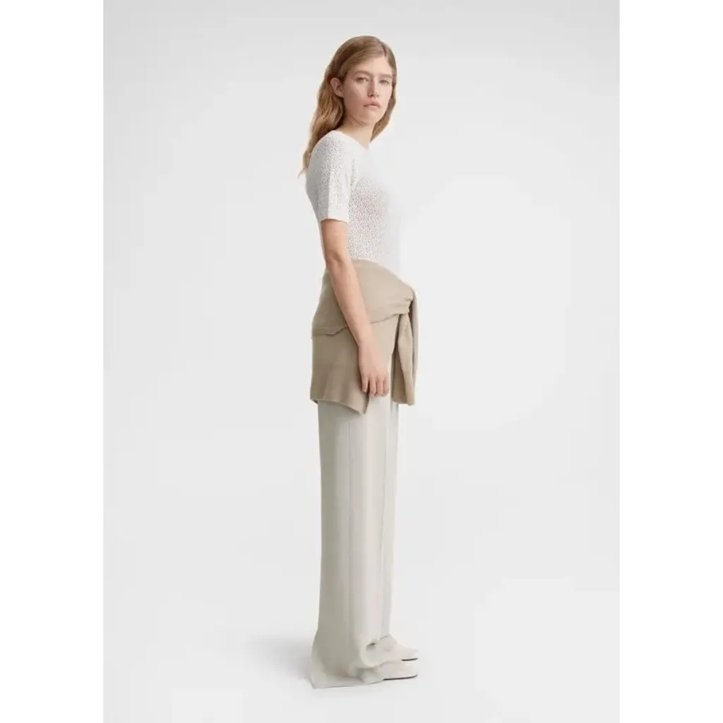 Toteme Crochet Knit Tee in Off White Large New Womens Tshirt Short Sleeve Knit - Image 14