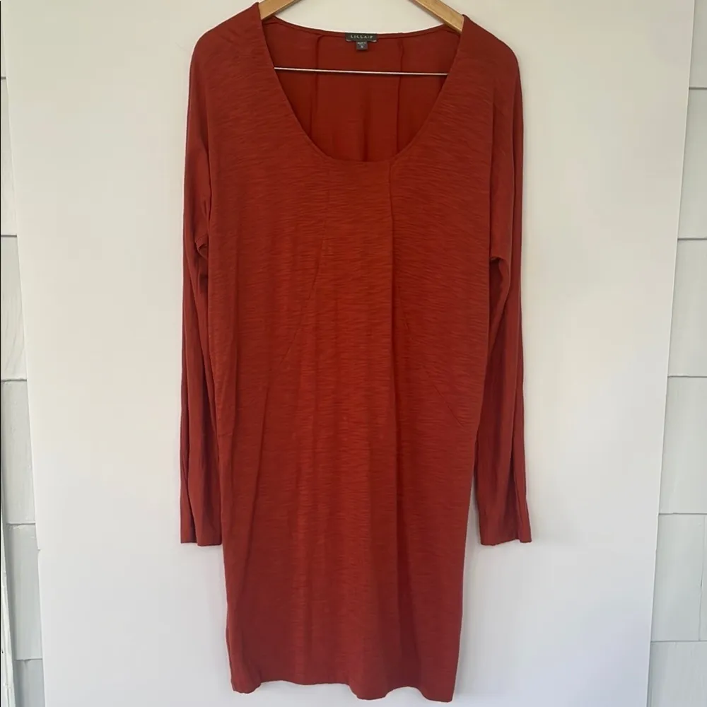 Lilla P Women’s Rust Terracotta Long Sleeve Dress Jersey Knit Pima Modal Blend Orange Size M - Image 4