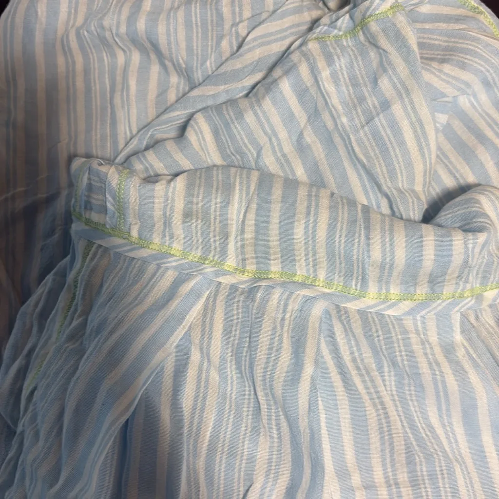 Free People Soft Blue Striped Jumpsuit - Image 4