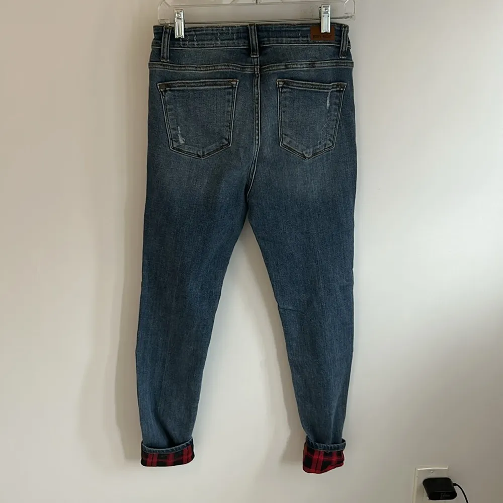 Judy Blue Buffao Plaid Distressed Skinny Jeans - Image 3