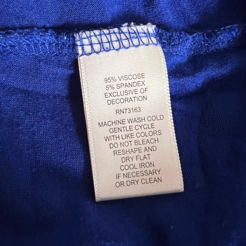 Cable & Gauge Womens Blouse Shirt Top Cold Shoulder Dolman Sleeve Royal Blue 1X - Image 8